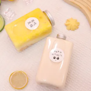 Multi-style 8 Oz 250ml 500ml 650ml 700ml Soy Milk Tea Cafe Bottles Screen Printing PET Beverage Screw Cap Customers' Request