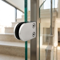Pince à verre en acier inoxydable en forme de D, charnière à 2 vis pour garde-corps en verre, pour balcon, escalier, porte, fenêtre
