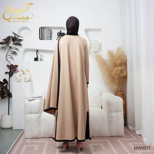 عباءة مفتوحة بتصميم خاص من حبيب بلون الكاكي، ملابس إسلامية دبي، عباءة جديدة مفتوحة بلونين مع شال - Product Image 6