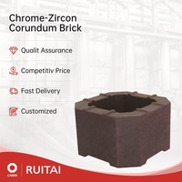 Brique cylindrique en corindon chromé, 78 % d'alumine, densité apparente de 3,3, matériau réfractaire pour fours à verre haut de gamme