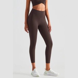 Pantalon de yoga taille haute à séchage rapide pour femme, sans couture, en Spandex/Nylon, extensible dans les 4 sens, avec poches, pour l'entraînement - Product Image 3