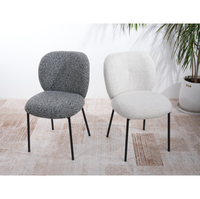 Chaise de salle à manger moderne en acier avec revêtement en lin, design ergonomique, pieds en métal - Écologique pour la maison et les restaurants