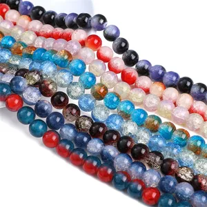 BBD289 18年珠子供应商批发10毫米纯色裂纹玻璃珠DIY手链项链珠宝制作用品