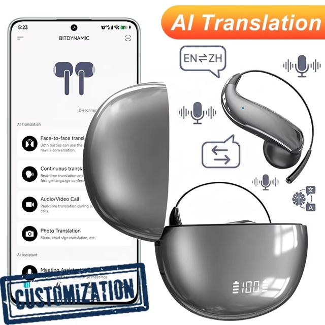 Customizable Logo YYK-Q110 AI Translation Earphones Memory Steel Wire Earhook Sports Earbuds with Simultaneous Interpretation