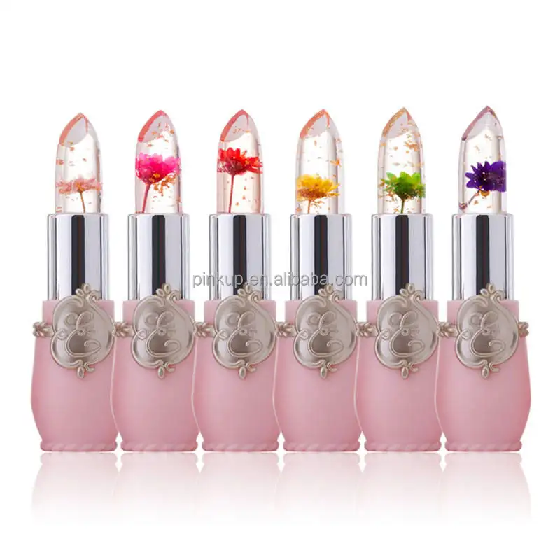 Transparante Bloem Geen Label Lippenstift Temperatuur Kleurverandering Private Label Cosmetica Jelly Flower Lippenstift