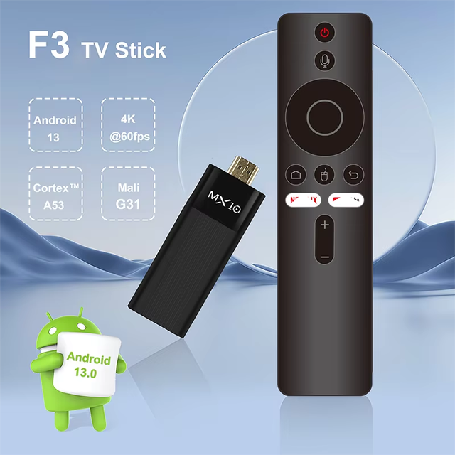 Smart TV Receiver Stick 4K M10 F3 Support Voice Control Build in Wi-Fi 2.4G+5G+BT5.0 TV Stick Android TV