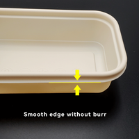 Boîte à lunch carrée en amidon de maïs à 2 compartiments avec couvercle, conteneur alimentaire jetable biodégradable (taille personnalisée)
