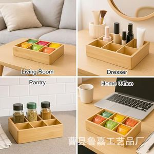 กล่องเก็บถุงกาแฟไม้แบบกำหนดเอง รูปทรงสี่เหลี่ยม สีพื้น มีช่องแบ่ง สำหรับวางบนโต๊ะ - Product Image 4