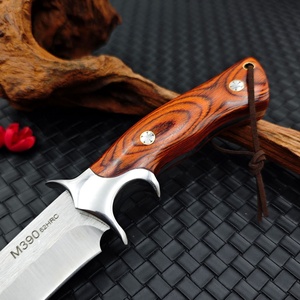 Couteau à lame fixe de haute qualité en acier inoxydable, pointe droite, pour la défense personnelle, le camping en extérieur, avec manche en bois, DIY OEM - Product Image 3