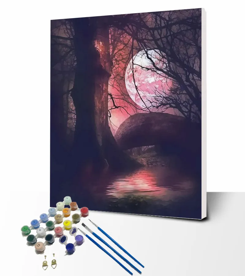 Pittura digitale con i numeri foresta dell'oscurità senza cornice per kit pittura su tela