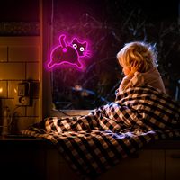 Neonawall - Enseigne néon LED chat rose pour les amoureux des chats et les passionnés de décoration de chambre, à intensité variable pour la décoration de chambre et de salle à thème chat