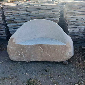 Banc de pierre de jardin en granit Antique Unibody de haute qualité banc sculpté naturel pour l'utilisation de parc galets et galets - Product Image 3
