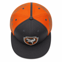 Casquette Snapback Bicolore Tendance Gris Foncé Orange avec Panneaux Personnalisés Brodés Visière Plate Style Hip Hop Fournisseur d'Usine ODM
