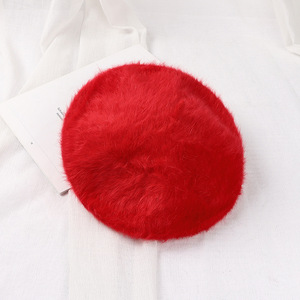 Chapeau béret couleur unie fourrure de lapin cheveux longs floue pour femmes femmes couleur unie Sports d'hiver Ski fête chapeau béret applicable - Product Image 3
