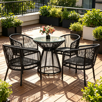 Ensemble de meubles de jardin en rotin PE de style moderne et simple, 4 places, table et chaises, ensemble de cinq pièces pour jardin et cour