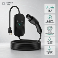 Smart NACS untuk Pengisi Daya EV Portabel 3.5kW 16A yang Dapat Disesuaikan Bersertifikasi CE ROHS Level 2 Mode 2 NEMA 14-50 Layar Timer 5m/7.6m/10m
