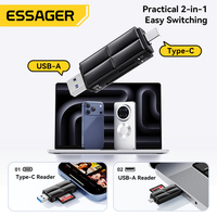 Lector de Tarjetas ESSAGER ES-DK01 de Doble Puerto, Ranura SD TF OTG USB 3.0, Tipo C USB 3.0 2.0 2 en 1, Lector de Tarjetas USB C a SD
