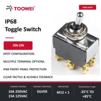 Interrupteur à bascule TOOWEI OnOn à verrouillage, 6 bornes, 6 broches, 2 positions, 20A 125VAC, 12mm, IP68, étanche, DPDT, robuste