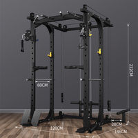 GOREGAIN Hyrox Équipement de Gymnastique en Acier Inoxydable, Machine de Musculation Multifonctionnelle Complète avec Barre et Rack Smith