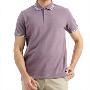 Men's Solid <b>Purple</b> Short Sleeve Pique Cotton for <b>Shirt</b> Breathable Casual Knitted Design Embroidered Front Logo Button Front - Product Image 1