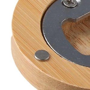 Décapsuleurs en bois personnalisés avec logo gravé, forme ronde, aimant de réfrigérateur, décapsuleur en bois pour la vente en gros - Product Image 5