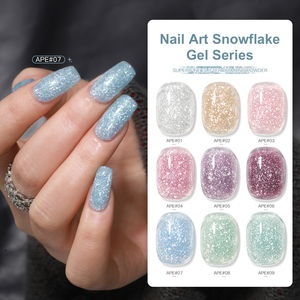 Vernis à ongles en gel blanc scintillant de style étoile à étiquette privée, 9 couleurs, paillettes fines roses scintillantes, gel pour nail art pour salon à domicile - Product Image 2