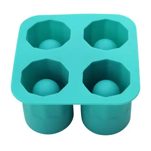 Wholesale Food Grade 4 Cavities Silicone Ice Shot Glass Molds