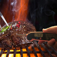 Termometer Barbekyu Lipat Ultra Tipis untuk Dapur, Termometer Daging Barbekyu untuk Memasak dan Memanggang