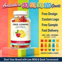 Gummies de fibres 5 g par portion pour la santé digestive et le soutien de la régularité, sans sucre ajouté, framboise citron, 60 unités