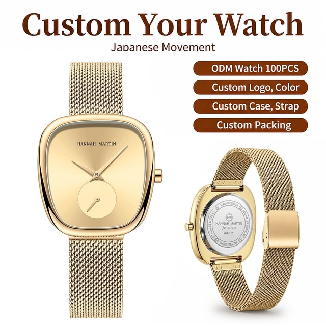 Hannah Martin Watch Factory Custom Original Waterproof Lady Quartz Watches High Quality Stainless Steel Band Luxury Women Watch