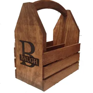 Junji Personalized wooden wine box wooden wine holder for gifts unfinished with carrier