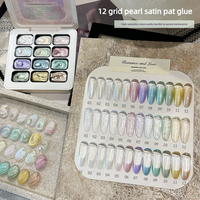 ODM OEM Gel de transfert pour plaque en acier, gel satiné perlé 12 grilles, gel jacquard, gel pour effet œil de chat, fournitures professionnelles pour salon de manucure