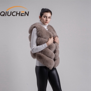 QIUCHEN QC8005 Natural Real fox <strong>Fur</strong> Vest <strong>Gilet</strong> <strong>for</strong> <strong>Women</strong> Girls Winter <strong>Fur</strong> Coat - Product Image 1