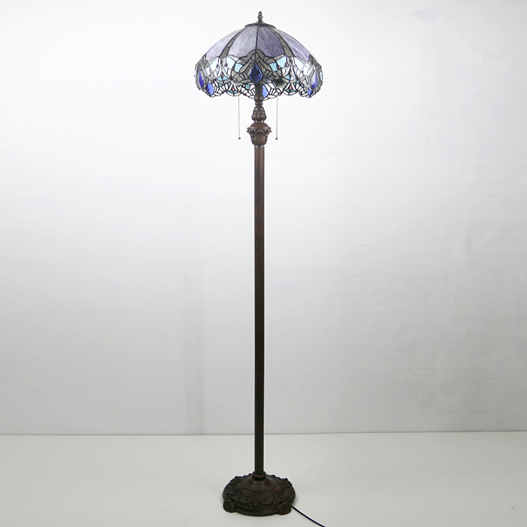 LongHuiJing 16 Inch Tiffany Floor Lamp with Handmade Colorful Dragonfly Shade