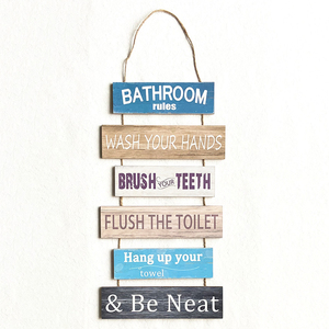 American Rustic Home Decor Badezimmer Regel Zeichen Sublimation Große 7 Stück Hängende MDF Holzplatz Familie Badezimmer Regel Zeichen - Product Image 1