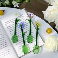 Cuillère artisanale en verre borosilicate motif marguerite, agitateur à café floral, cuillère à dessert, cuillère à mélanger mignonne en forme de fleur