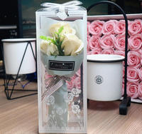Bouquet de roses artificielles en savon, boîte cadeau, fête des mères, Saint-Valentin, Noël, cadeau pour une amie, rose en savon