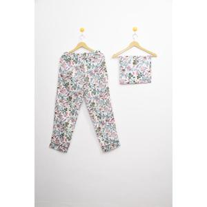 Conjunto de Pijama de Satén de Algodón Estampado a Mano en India, Ropa de Dormir con Estampado Floral, Cuello Camisero, Conjunto de Tres Piezas - Product Image 2