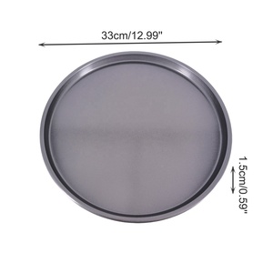 International Standard Black 0.35mm Carbon Steel Nonstick Round Large Pizza Baking <strong>Pan</strong> 33x1.5cm Dishwasher Safe Durable - Product Image 2