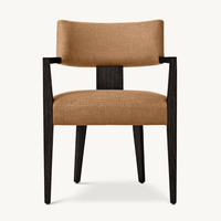 Fauteuil personnalisable en tissu coloré avec structure en bois massif, chaises de salle à manger en tissu pour la maison