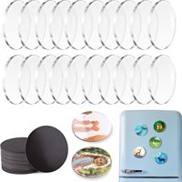 Lot de 20 aimants de réfrigérateur rectangulaires en acrylique transparent pour bricolage, avec autocollants adhésifs, pour cadeaux souvenirs