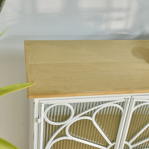 INNOVA Modern Accent Dining Room Storage Buffet Cabinet <b>White</b> Metal Iron Frame Wooden Top Durable Easy Assembly Home <b>Sideboard</b> - Product Image 5