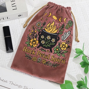 לוגו מותאם אישית רקמה קטיפה שרוך תיק עבור טארוט כרטיס soild בושם יוקרה מתנה פוקר אריזה אבק קטיפה - Product Image 4