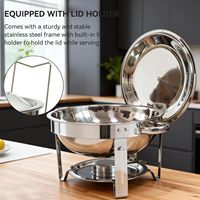 Ensemble de réchauds de buffet 5QT en acier inoxydable doré et argenté, comprenant des réchauds ronds avec couvercles en verre, pour hôtels, restaurants et réceptions, pour maintenir les aliments au chaud