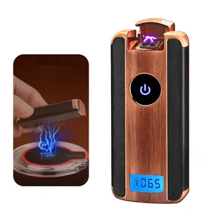 Portable Smoking USB Lighter High-end Leather Case Wireless Charging Electronic Double Arc Luxury Lighters For New Year Gift