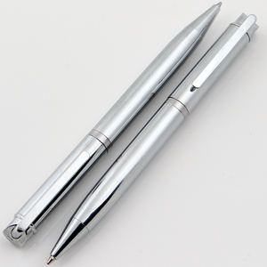 Stylo à bille en métal argenté à mécanisme rotatif - Product Image 1