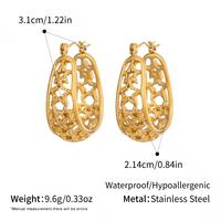 Luxuriöse Damen-Creolen, vergoldet, hohl, filigran, breit, aus 316L Edelstahl, Vintage-Textur, Schmuck im Großhandel