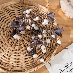 Branche artificielle de baies d'églantier de 43 cm, style couleurs vintage réalistes, pour centre de table et décoration de mariage - Product Image 4