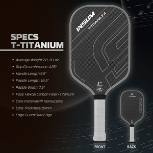 Palas de Pickleball Termoformadas de Titanio Plateado/Dorado Avanzadas INSUM, Fibra de Carbono Premium, Duraderas y Potentes, para Adultos, Aprobadas por la USAPA - Product Image 4