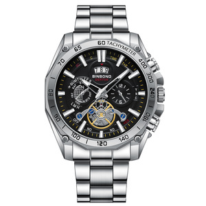 Reloj de Cuarzo para <span class=keywords><strong>Hombre</strong></span>, Diseño de Fábrica OEM, Lujoso, 44MM, Esqueleto, Cronógrafo, Resistente al Agua, Acero Inoxidable, Logotipo Personalizado, Reloj de Pulsera Moderno - Product Image 4